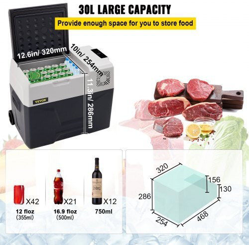 Vevor Φορητό Ψυγείο 30lt 100-240V / 12V / 24V Μαύρο