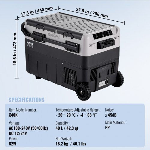 Vevor Φορητό Ψυγείο 40lt Γκρι
