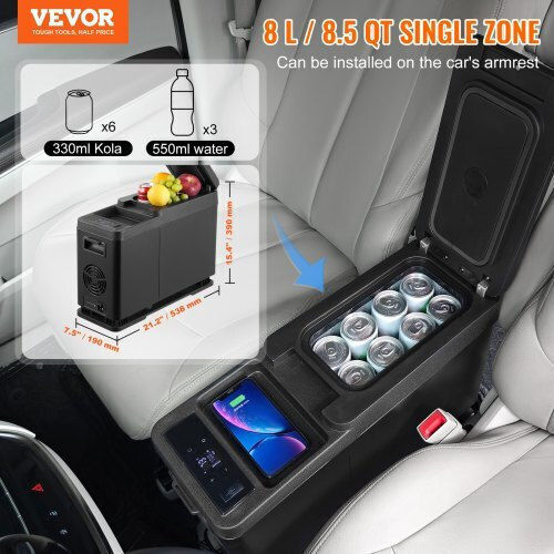 Vevor Преносим Хладилник 8л 100-240V / 12V / 24V Черен