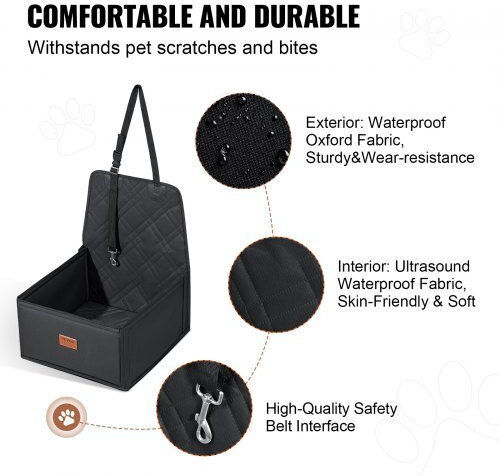Vevor Waterproof Dog Car Seat Black