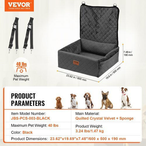 Vevor Wasserdicht Sitz Autozubehör für Hunde Schwarz