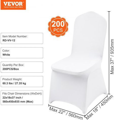Vevor Elastische Abdeckung Für Stuhl Weiße