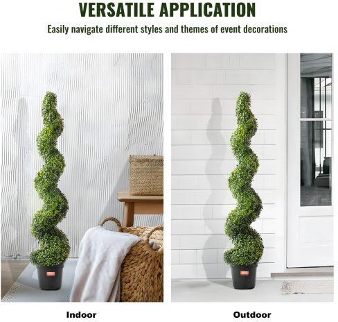 Artificial Outdoor Tree Buxus (Common box) Green 152.4cm 2pcs Vevor