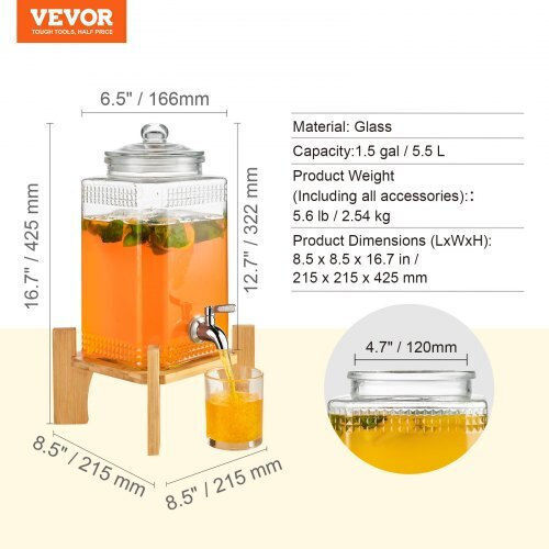 Vevor 5,7L Getränkespender Edelstahlbasis Hahn Ylfpqblfpqwdo14stv0