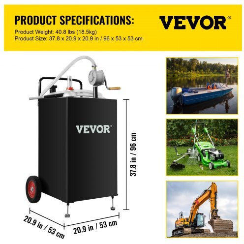 Vevor Canistru De Combustibil Cu Două Locuri Din Plastic Cu Tub De Extensie Negru