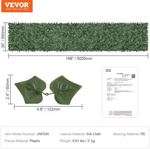Vevor Συνθετικό Πάνελ Φυλλωσιάς 5x1m