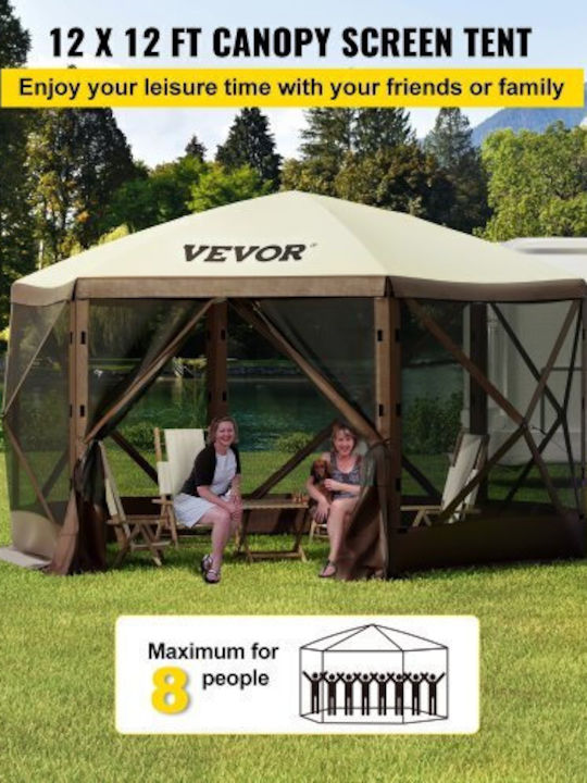 Foișor de Camping Vevor Pop-Up cu 6 Laturi 12' X 12' Parasolar Mzy612ft12ft604drv0