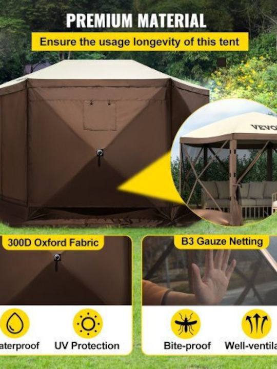 Foișor de Camping Vevor Pop-Up cu 6 Laturi 12' X 12' Parasolar Mzy612ft12ft604drv0