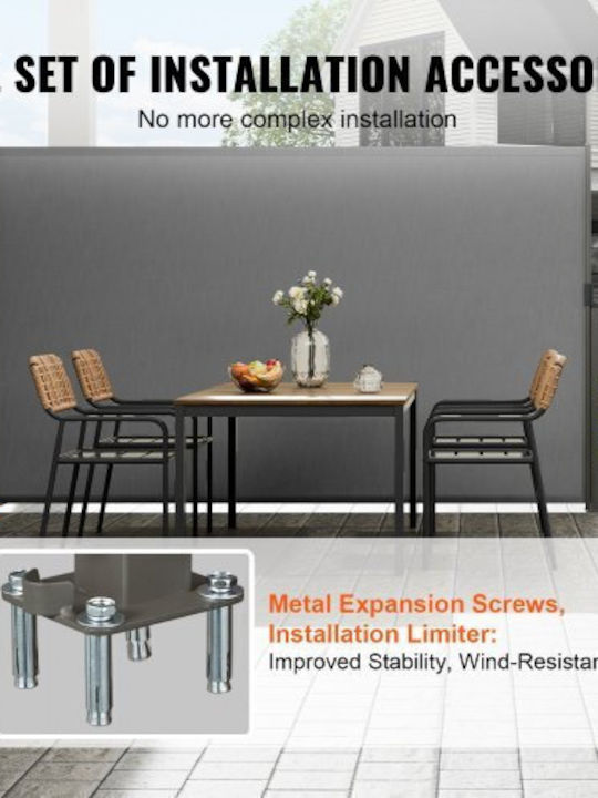 Сгъваем страничен навес Vevor 79''x 118'' сив Ksscp200x300t10qiv0