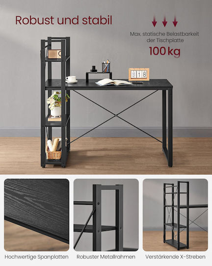 Γραφείο Vasagle Ράφια 120 Cm Ebony Black