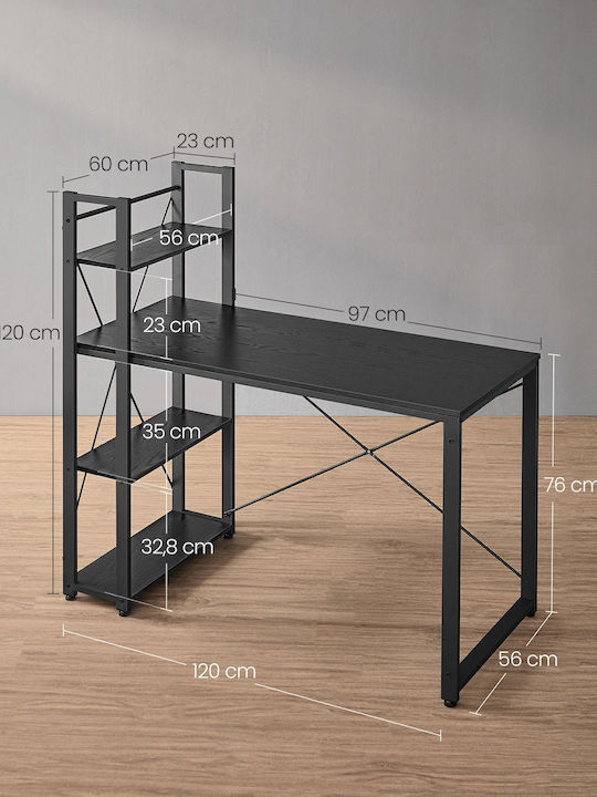 Γραφείο Vasagle Ράφια 120 Cm Ebony Black