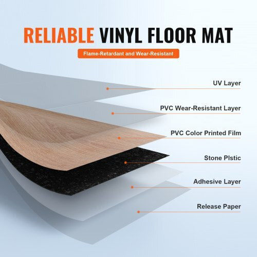 Vevor Set Plastic Floor Vinyl with 36 Tiles 2.5mm L91.44cmxW15.24cm