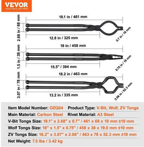 Set de 3 Clești pentru Fierar Vevor Dvbitwolfzv18kw80v0