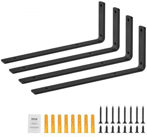 Vevor Heavy-Duty Metallic Corner Shelf Black 254x152.4mm 4pcs SJZJGBZJYGHW5ZTBVV0