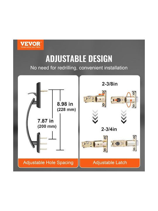 Vevor Double Door Handle Set Matte Black for Front Door or Office Smsbyghdshxlz8lo2v0