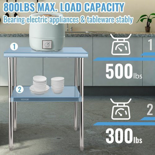 Τραπέζι Προετοιμασίας Vevor Ανοξείδωτο 30x30x36 800lbs Ρυθμιζόμενο Ράφι & Πόδια J30x30x36inchmq0dv0