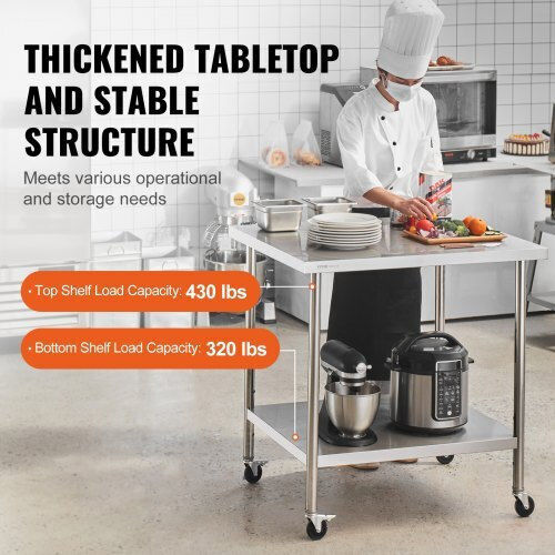 Vevor Edelstahl-Werkbank 24x36" mit Rädern Cfbxggztlcdj3o0m6v0