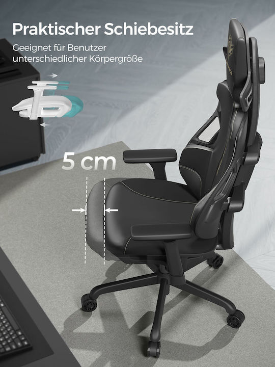 Songmics Evogamer Καρέκλα Gaming Δερματίνης με Ρυθμιζόμενα Μπράτσα Μαύρη