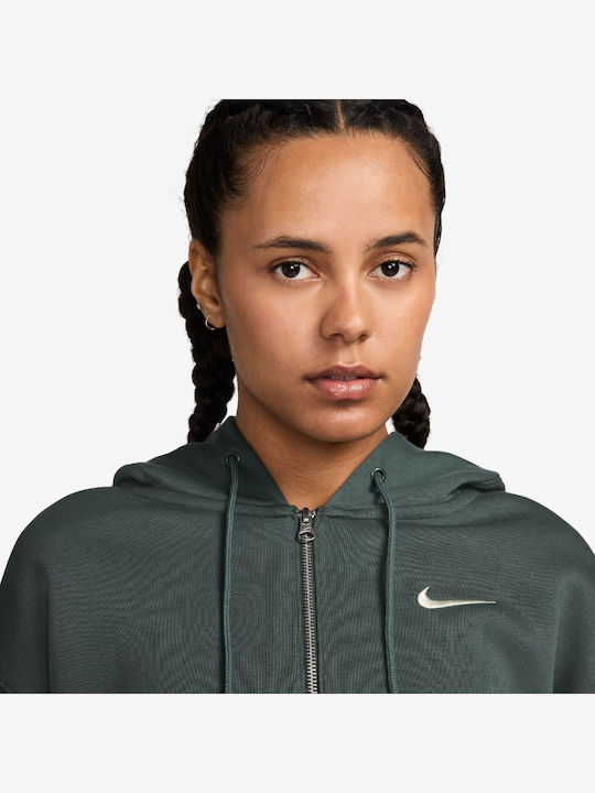 Long Women's Sweatshirt Jacket Hooded Petrol