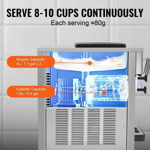 Vevor Mașină de înghețată comercială Înghețată 1.8kW 0.3cm. TMSRBQLJAJWSYC2RIV2