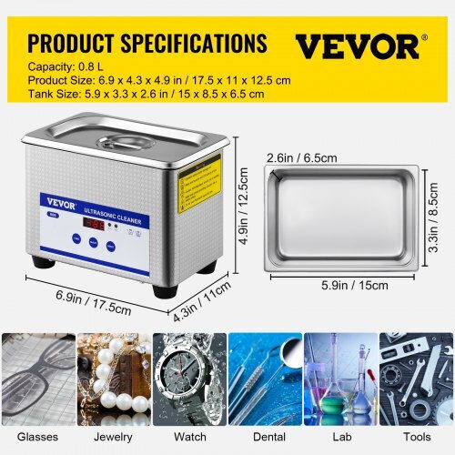 Vevor Ultrasonic Cleaner 800ml with Digital Timer