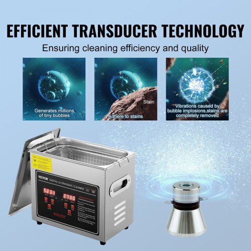 Vevor Ultrasonic Cleaner 3Lt Inox With Digital Timer