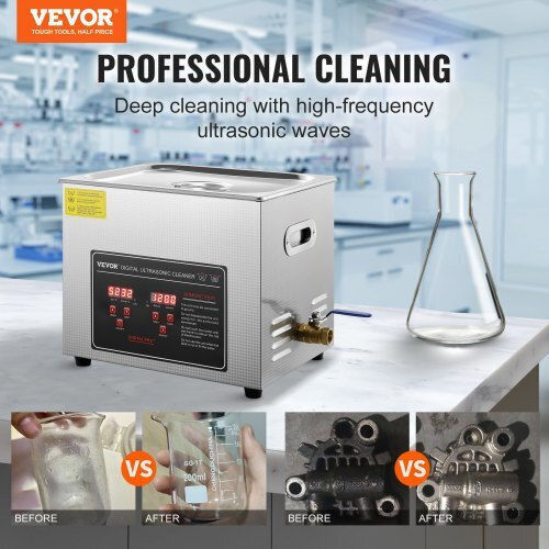 Vevor Καθαριστής Υπερήχων 10lt Inox με Ψηφιακό Χρονοδιακόπτη