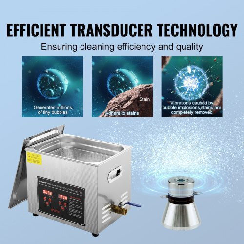 Vevor Καθαριστής Υπερήχων 10lt Inox με Ψηφιακό Χρονοδιακόπτη