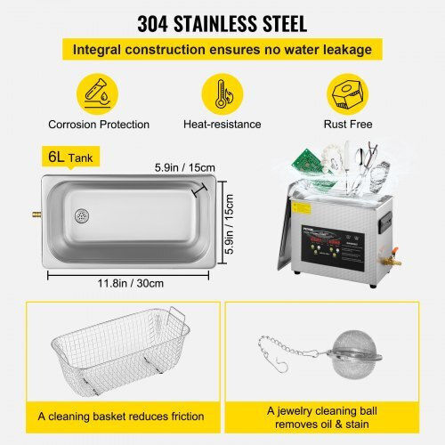 Vevor Ultrasonic Cleaner 6lt with Digital Timer