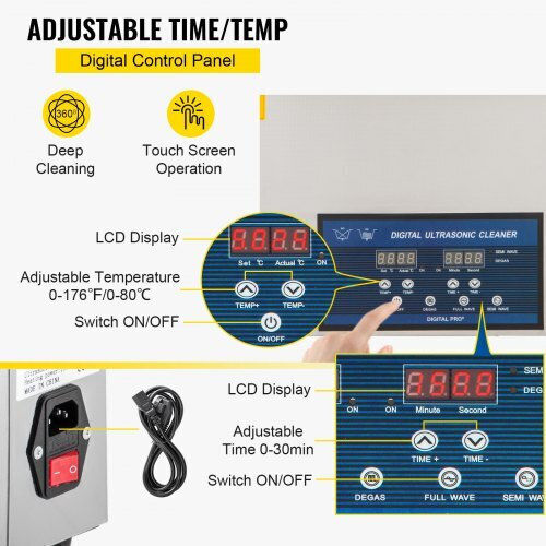 Vevor Curățător Ultrasonic 22lt Inox Cu Temporizator Digital