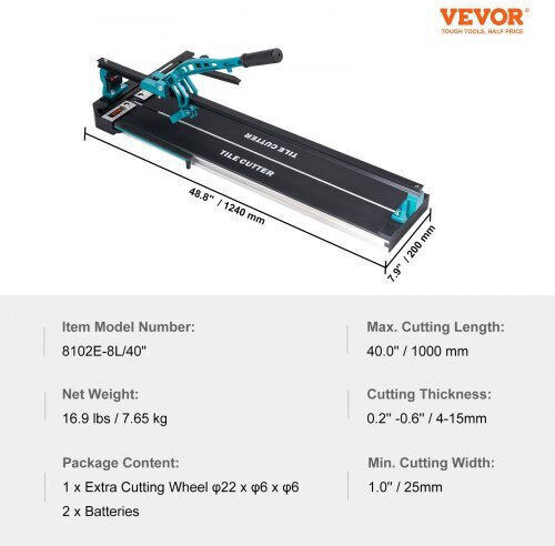 Vevor Fliesenschneider Handbuch 1000mm