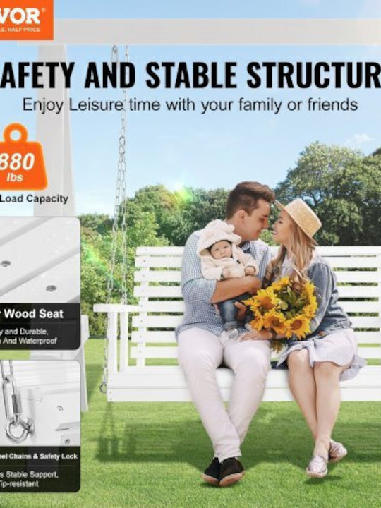 Wooden Veranda Swing Vevor 4 Ft White Garden Swing Chains 880 Lbs Capacity Mlqqcmk4yc0004zalv0