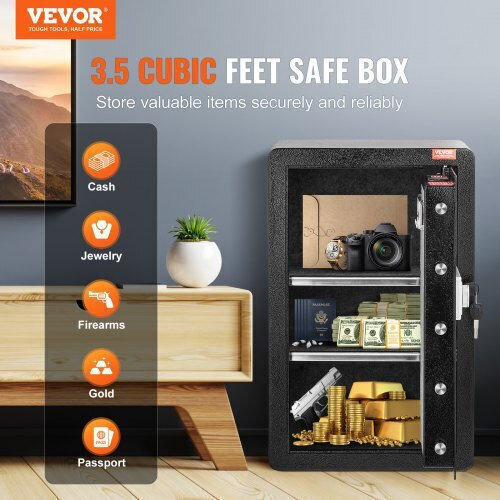 Vevor Tresor mit digitalem Schloss Abmessungen H40xB35xH63cm mit Gewicht 21.45kg DMBXXLS3139CDLYSIV9