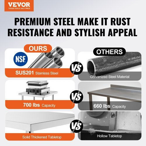 Vevor Steel Workbench L60.96xD60.96xH86.36cm
