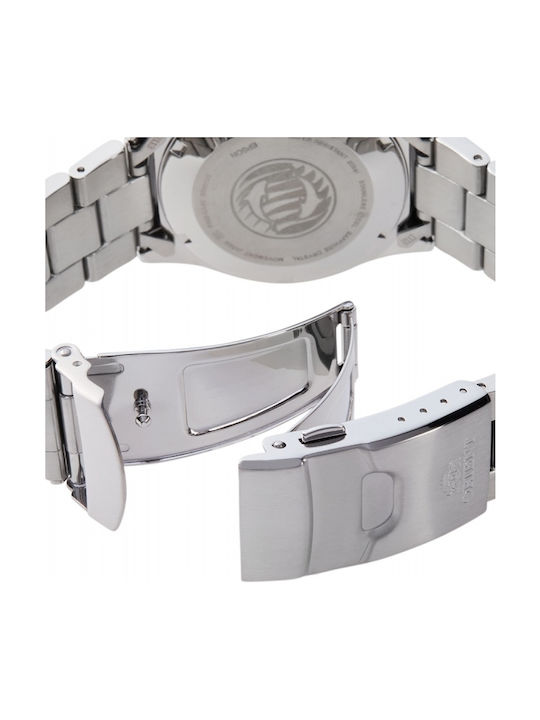 Orient Ανδρικό Ρολόι 42mm Αυτόματο με Ασημί Μεταλλικό Μπρασελέ