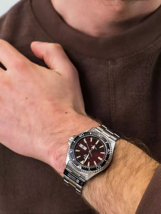 Orient Мъжки Часовник 42mm Автоматичен със Сребърна Метална Гривна