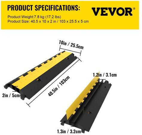 Vevor Προστατευτικό Καλωδίων Μαύρο GXB4TZ1000X250X50V0 4τμχ