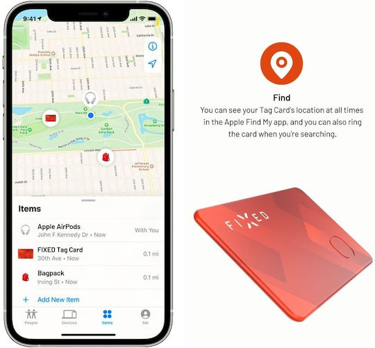 Fixed Card With Find My Support Apple Find My Red Rechargable