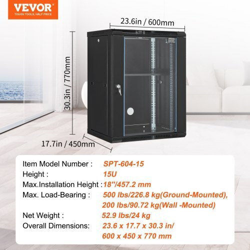 Vevor Wall Mounted Rack Cabinet 15U WLJJ15UW155GJOIJAV0