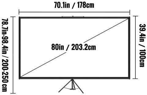 Vevor Boden-Bildschirmprojektor mit Bildlogo 16:9 178x178.054cm / 80"