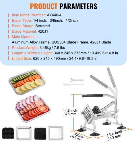 Vevor Stainless Steel Potato Cutter Manual