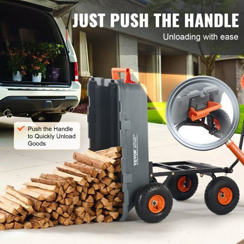 Dump Cart Garden Cart Plastic Four-wheel with Maximum Load Weight 362kg 25.5x25.5cm.