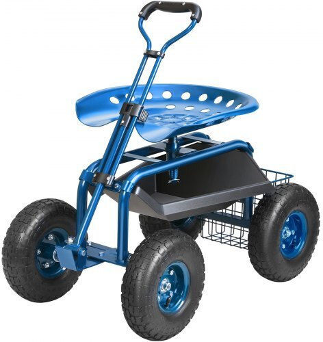Garden Cart Metallic Four-wheel with Maximum Load Weight 136kg