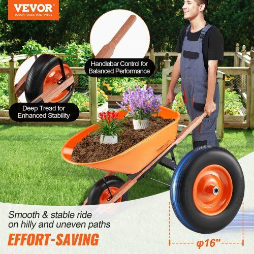 Coș de gunoi Cărucior de Grădină Metalic Cu o roată cu Greutate Maximă de Încărcare 149kg