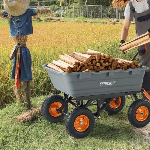 Dump Cart Garden Cart Plastic Four-wheel with Maximum Load Weight 680kg