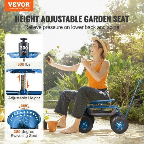 Garden Cart Metallic Four-wheel with Maximum Load Weight 136kg