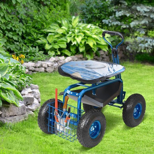 Garden Cart Metallic Four-wheel with Maximum Load Weight 136kg
