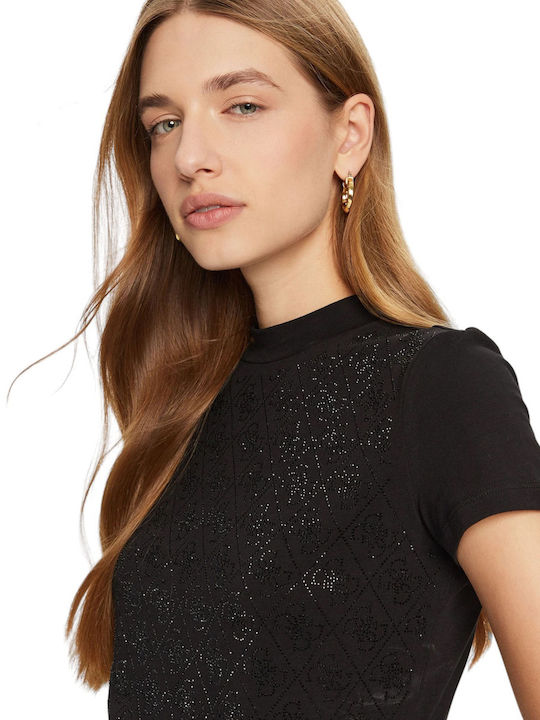 Women's Summer Cotton Short Sleeve Black Blouse