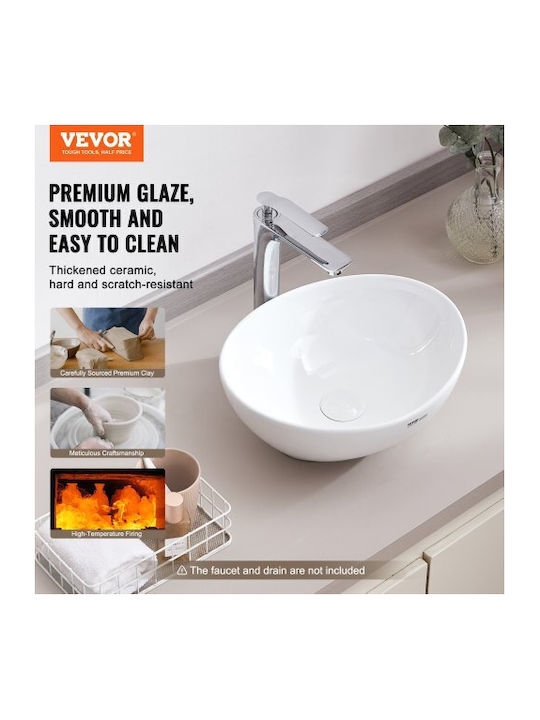 Vevor Aufgesetztes Waschbecken Keramik 40.64x34.036cm White