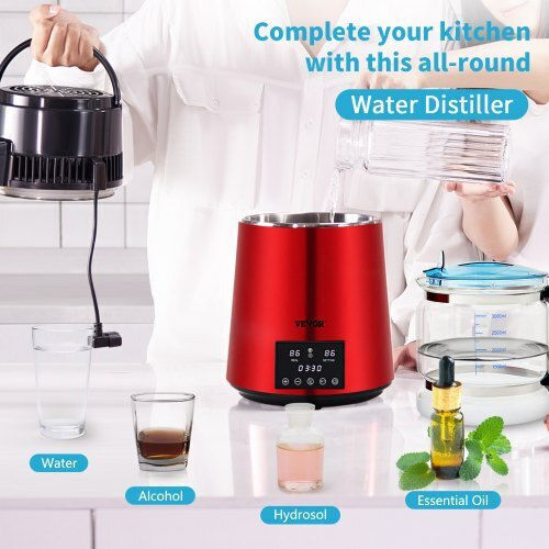 Vevor Water Distiller 1L/h 4L 750W Red Dsdw1lh4l220vktnfv2